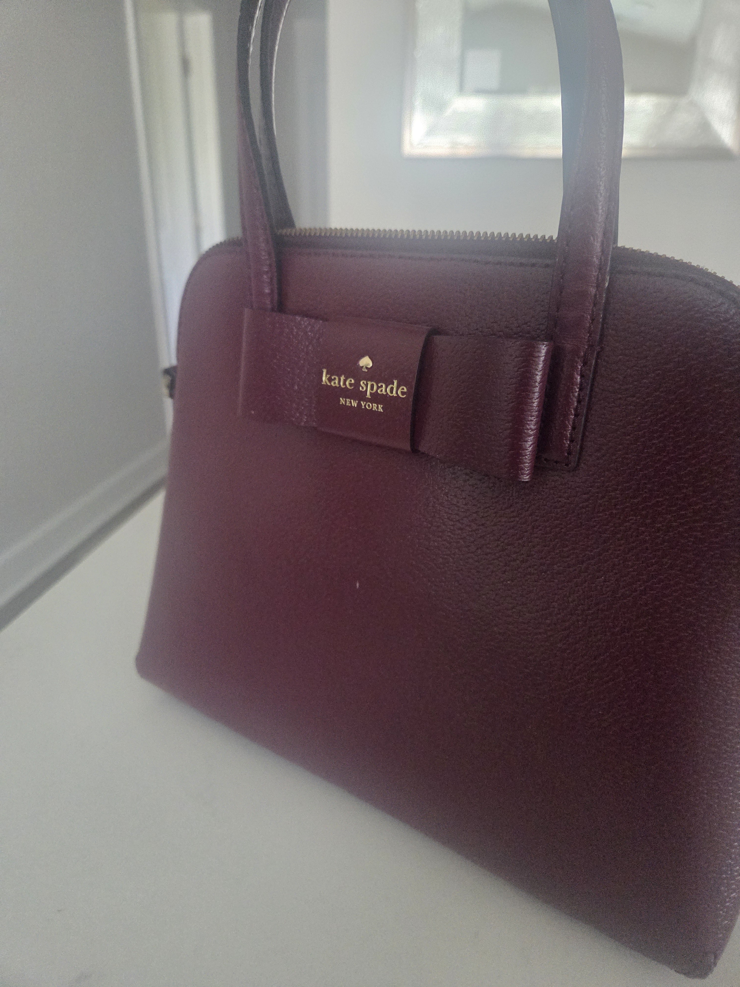 Kate Spade Burgundy Leather Bow Satchel Purse